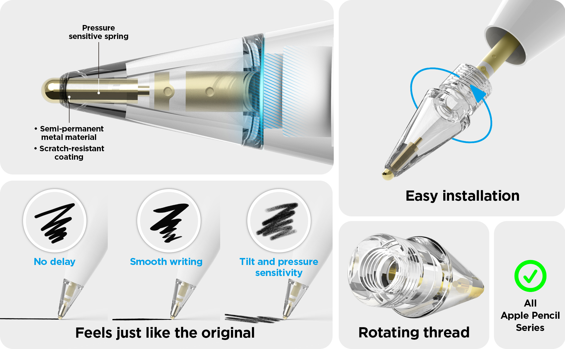 [elago] Apple Pencil Pro, 1,2代, USB-C Type 金属筆尖套（2入裝） | 蝦皮購物