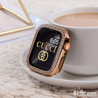 鑲鑽 半包保護殼 保護套 適用於 Apple watch 9 8 7 6 5 SE 9代 44mm 45mm 蘋果手錶殼