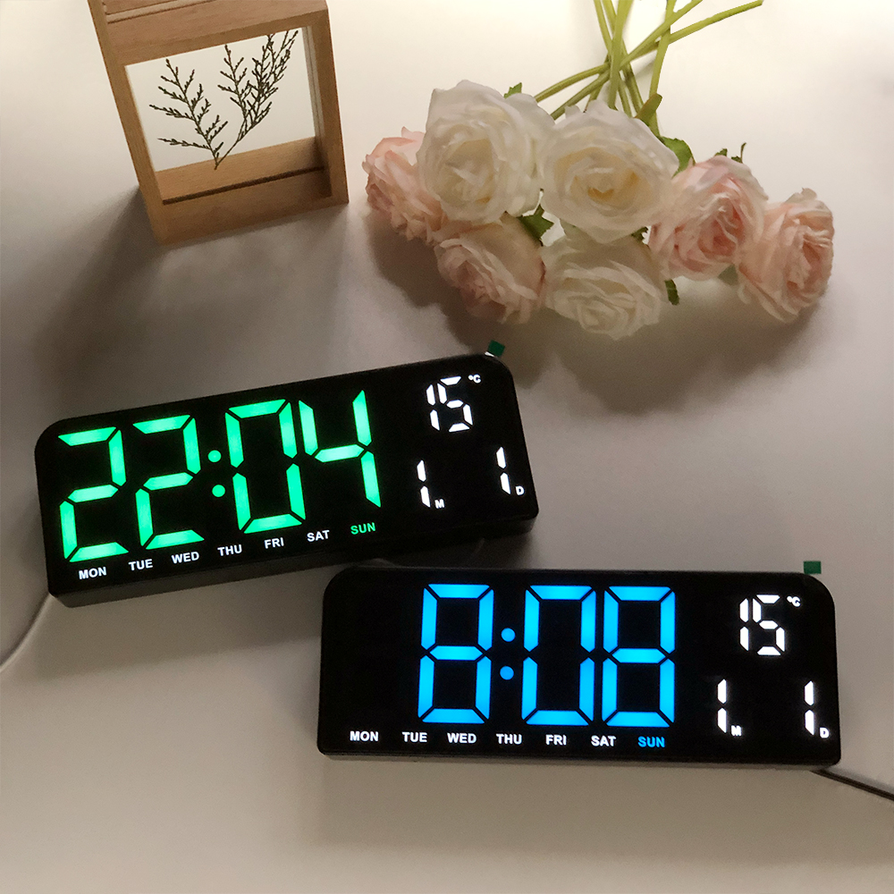 Led 數字掛鐘裝飾,10 英寸臥室數字鬧鐘,帶溫度/倒計時的數字時鐘大顯示屏/自動調光器/貪睡 - 12/24 小時 | 蝦皮購物