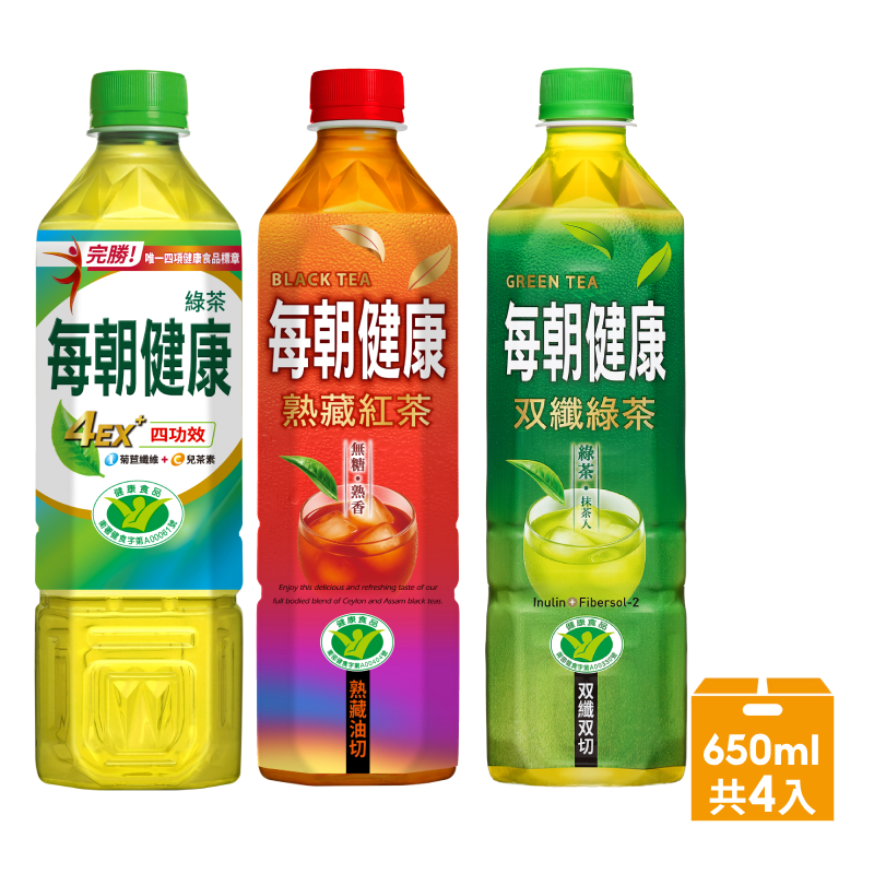 【蝦皮直營】御茶園 每朝健康綠茶-雙纖綠茶/每朝綠茶/無糖紅茶 650ml 4入 分解茶 綠茶 解油膩 無糖飲料