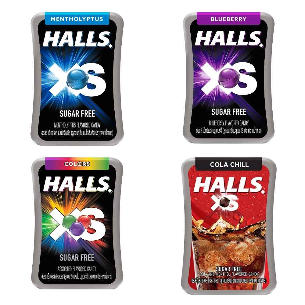 【蝦皮直營】Halls XS 無糖迷你薄荷風味糖 (酷冰藍莓/酷爽薄荷/繽紛水果/沁涼可樂) 糖果 喉糖