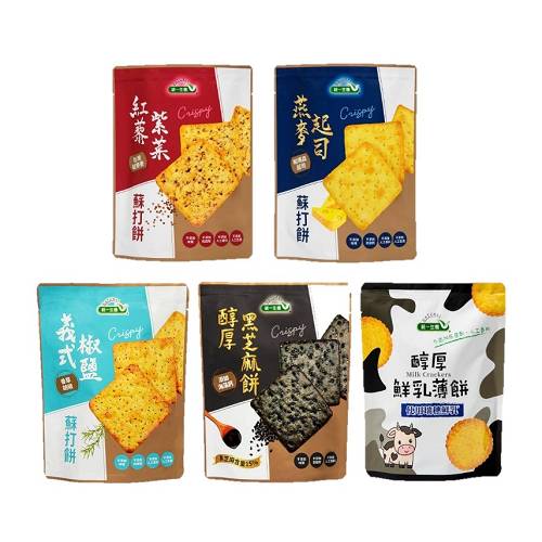 【蝦皮直營】統一生機 蘇打餅系列(紅藜紫菜蘇打餅/燕麥起司蘇打餅/義式椒鹽蘇打餅/醇厚黑芝麻餅/醇厚鮮乳薄餅) 餅乾