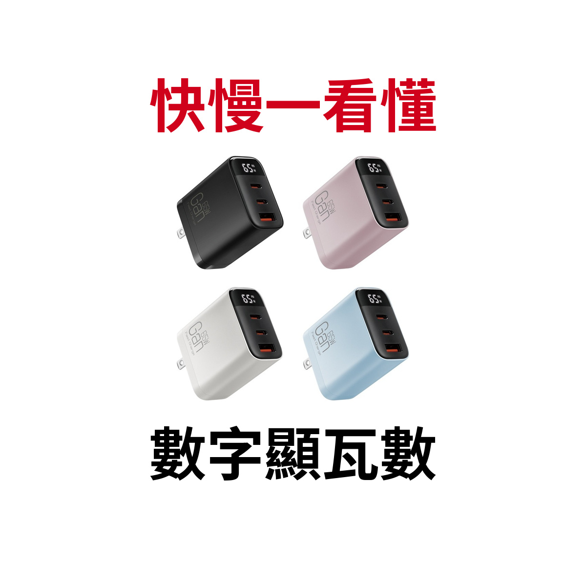 宏晉 65W數顯氮化鎵快充頭