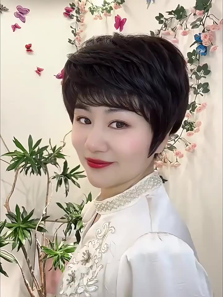 台灣現貨  全真髮 韓式时尚減齡短髮全頭套 自然髮絲遮白髮 中老年媽媽款摩根燙短髮 舒適透氣 整頂假髮 增髮量 假髮女