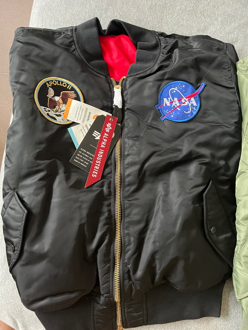 美國公司貨ALPHA INDUSTRIES NASA APOLLO MA-1 USA 美版刺繡黑防風飛行