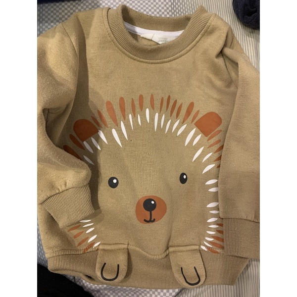 H&M 長袖鋪棉加絨上衣、長褲90cm 刺蝟🦔