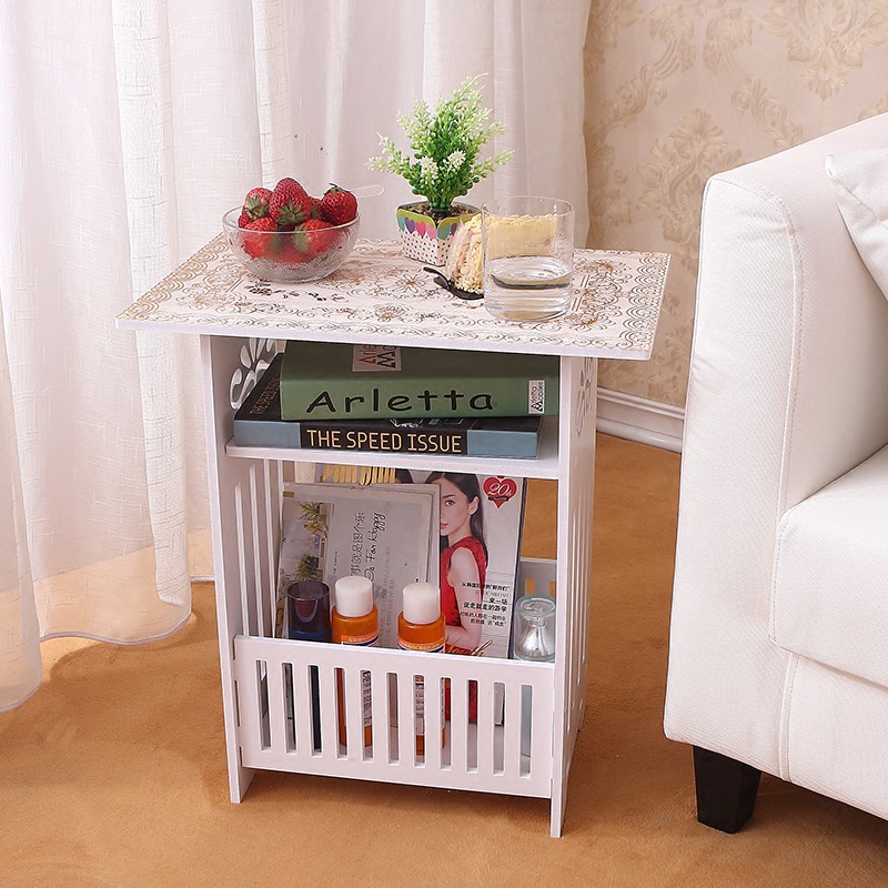 Bedside Table Wood Plastic Living Room Round Magazine Rack T | 蝦皮購物