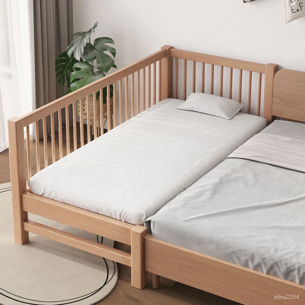 【Baby專屬】山姆傢具衚桃木兒童床嬰兒床純實木嬰兒床男孩女孩北歐風床單人床兒童拚接嬰兒床 嬰兒拚接床 帶護欄兒童床 | 蝦皮購物