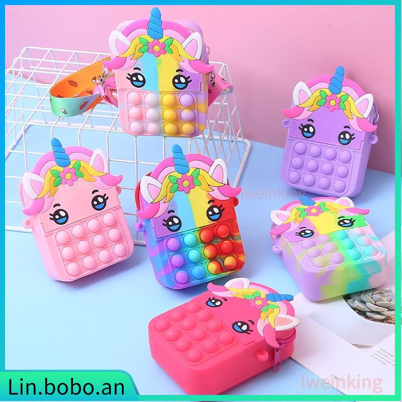 Pop Unicorn Bag Pop It Fidget Toy Pop Purse Wallet Shoulder | 蝦皮購物