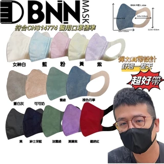 現貨 台灣製 BNN立體型醫用口罩（無鼻梁壓條）MM/ML立體成人口罩 50入/盒 3D立體台灣口罩國家隊