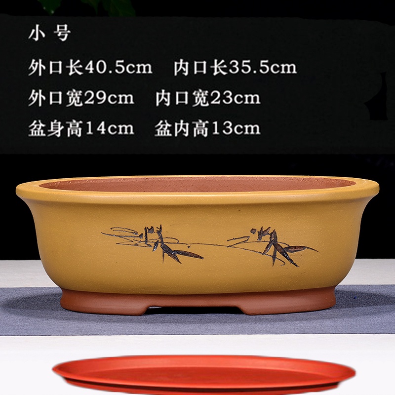 免運花盆紫砂盆盆栽種植盆橢圓形紫砂花盆特大盆景盆老樁造景盆梅花榕樹