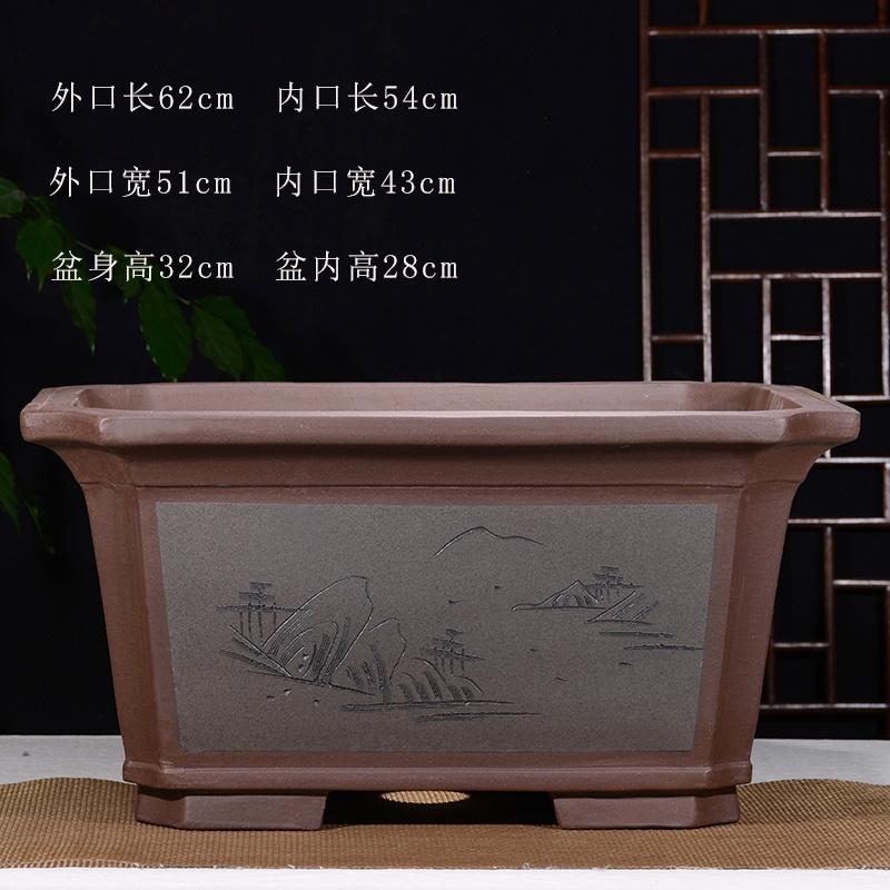 免運花盆紫砂盆盆栽種植盆紫砂花盆新款特大四方盆景盆樹樁盆栽陶瓷花盆