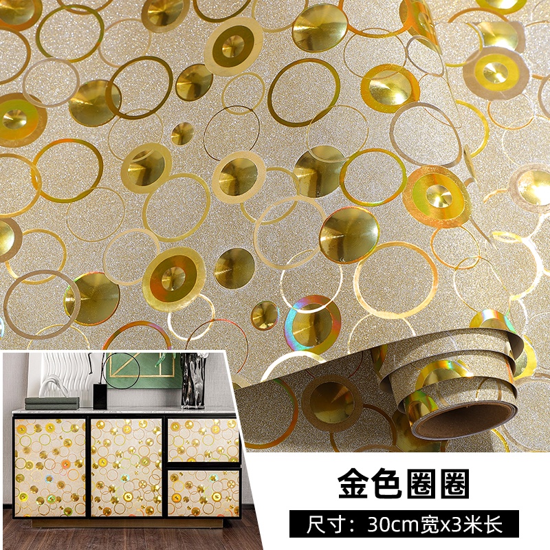 壁紙 壁貼 防油煙貼現代輕奢家具翻新柜子貼紙金色改色自粘裝飾柜門改造玄關背景貼 | 蝦皮購物