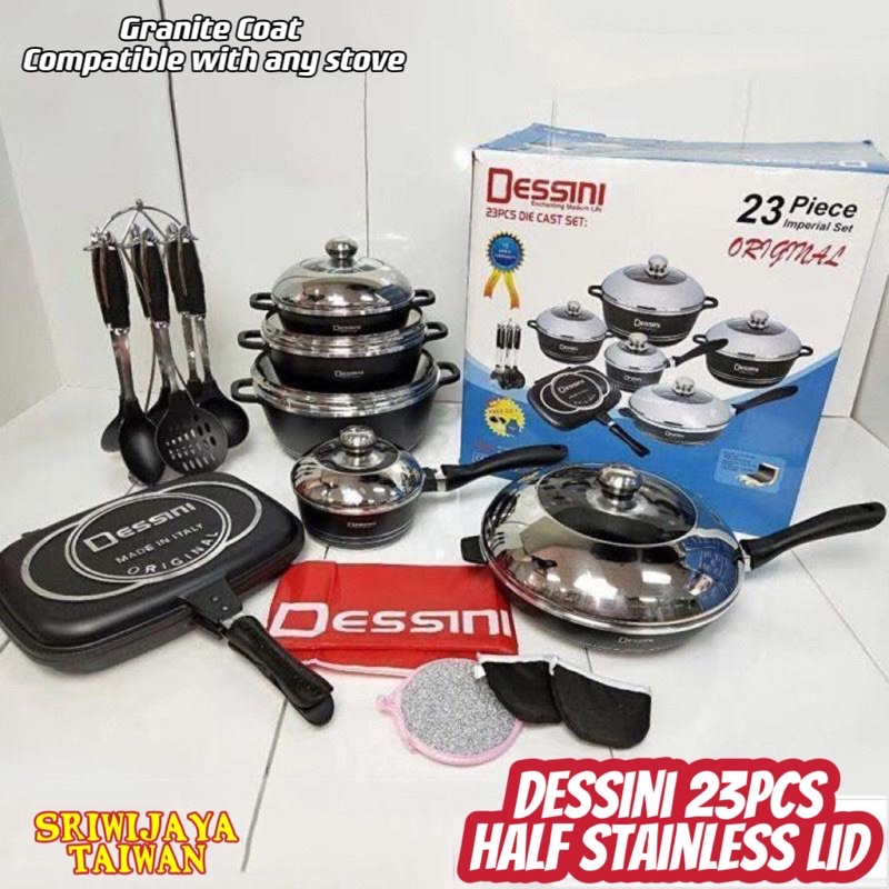 Panci Dessini 23pcs Set Granite Cookware NonStick大理石麥飯石鋁鍋 蝦皮購物