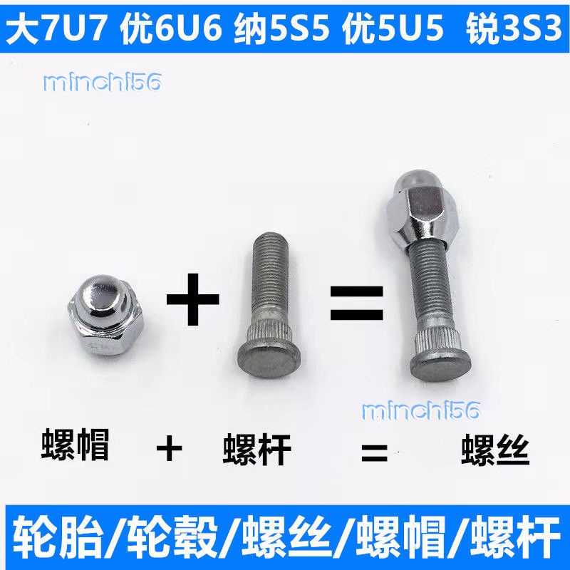 【minchi56】納智捷原廠大7U7優6U6納5S5優5U5銳3S3輪胎螺絲輪轂螺絲螺帽螺桿 | 蝦皮購物