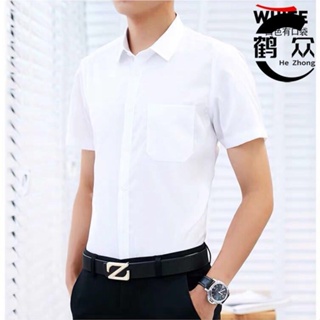 男裝推薦夏季男士短袖口袋白襯衫精選薄款修身襯衣商務職業正裝工作服