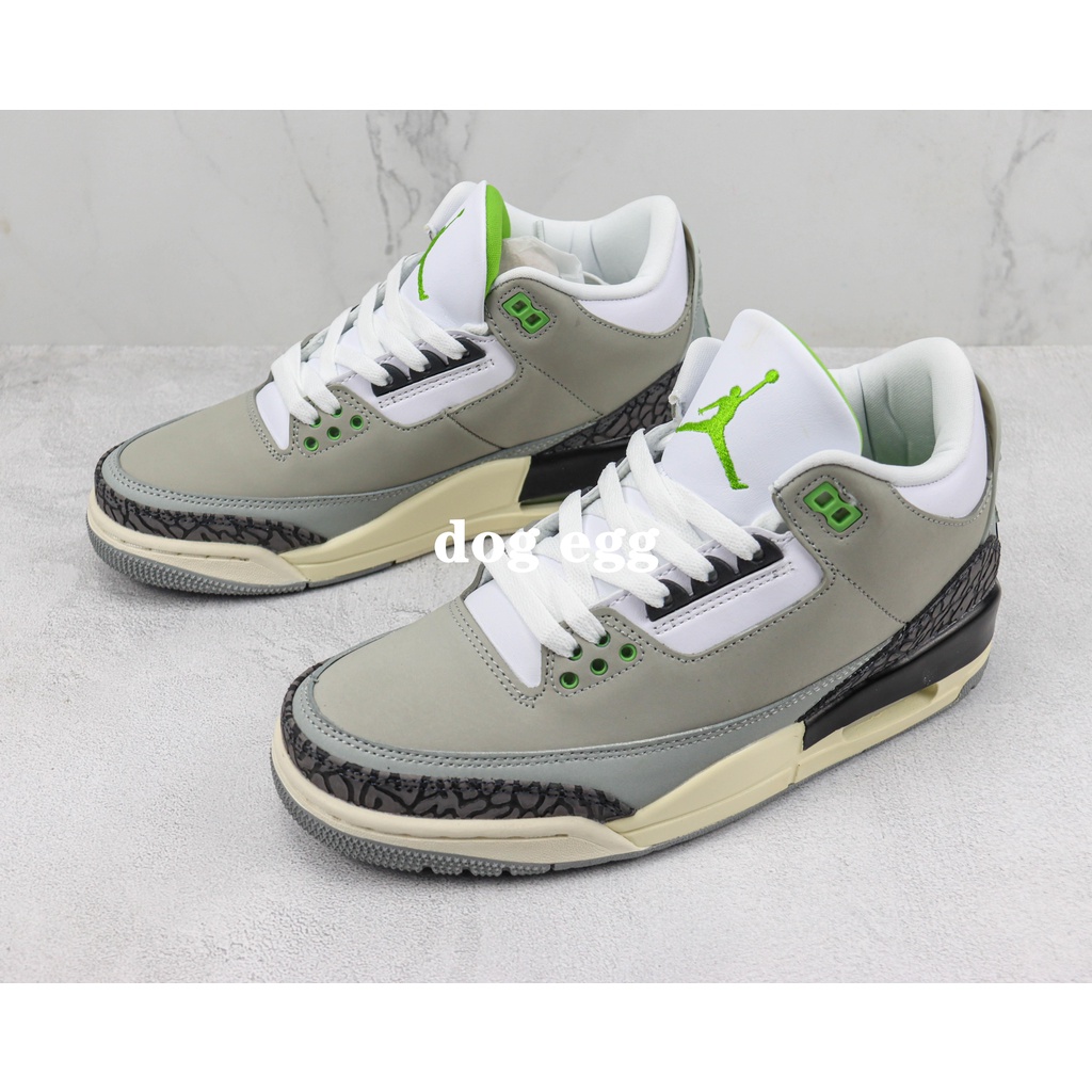 Air Jordan 3 Retro 葉綠素灰綠爆裂紋運動籃球鞋136064 006 | 蝦皮購物