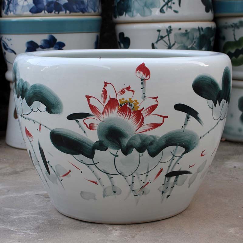 魚缸庭院大缸金魚缸蓮睡蓮盆水缸景德鎮青花瓷水缸金魚缸荷花碗蓮睡蓮盆