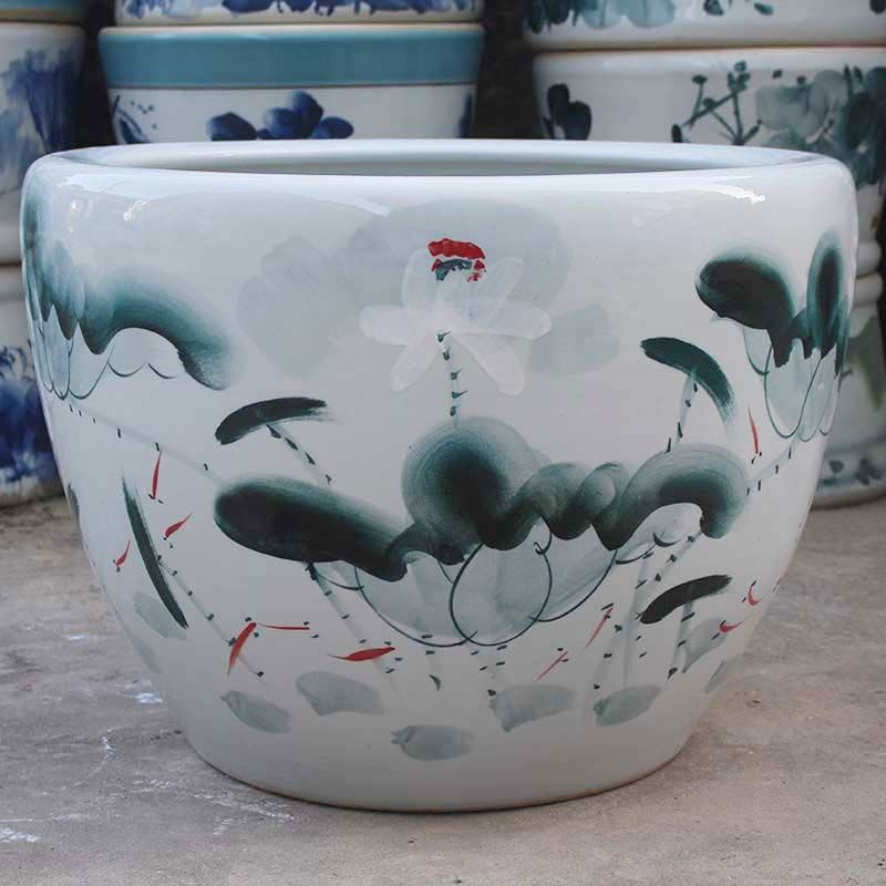 魚缸庭院大缸金魚缸蓮睡蓮盆水缸景德鎮青花瓷水缸金魚缸荷花碗蓮睡蓮盆