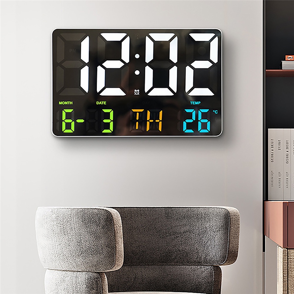 LED Digital Wall Clock Alarm Clock with Remote Control Brigh 蝦皮購物