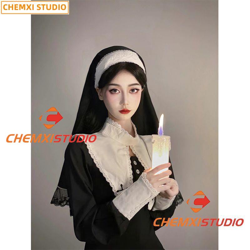熱銷修女服 成人穿搭修女cos服 氛圍感暗黑色洋裝610 | 蝦皮購物