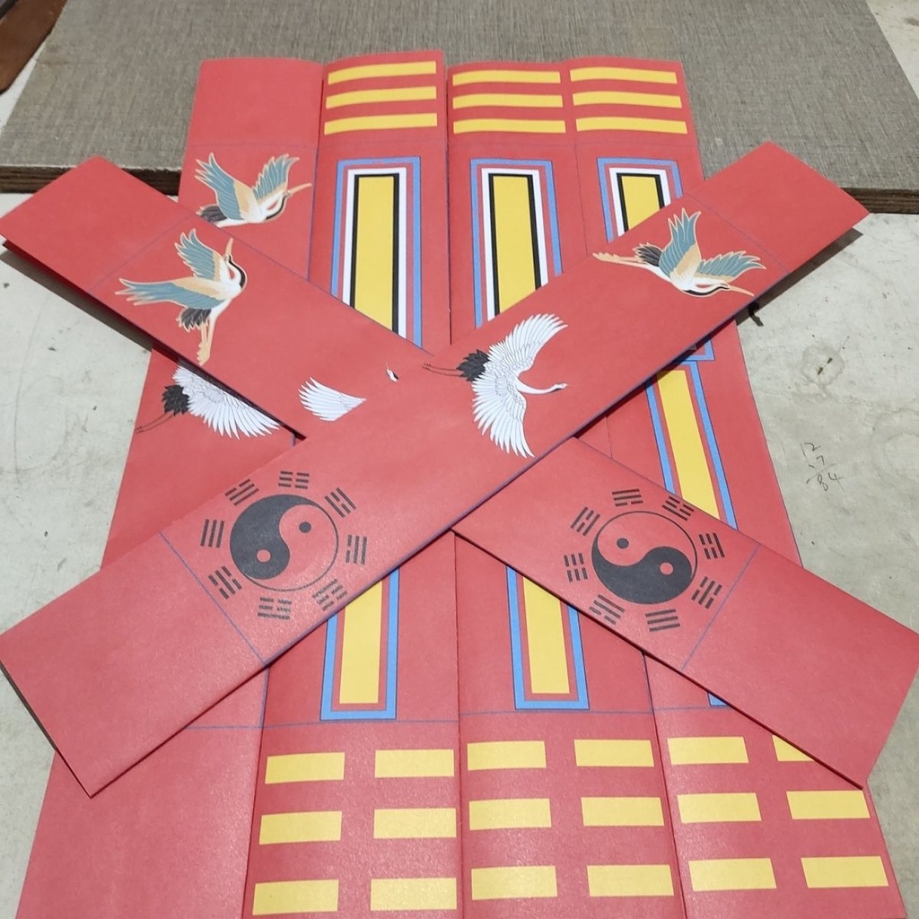 紅色仙鶴八卦表文筒子,成品尺寸8*8*36公分100克紙制作 | 蝦皮購物