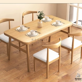 仿實木餐桌 北歐餐桌 仿實木現代簡約簡易長方形桌椅組合 吃飯桌子 家用小戶型餐桌