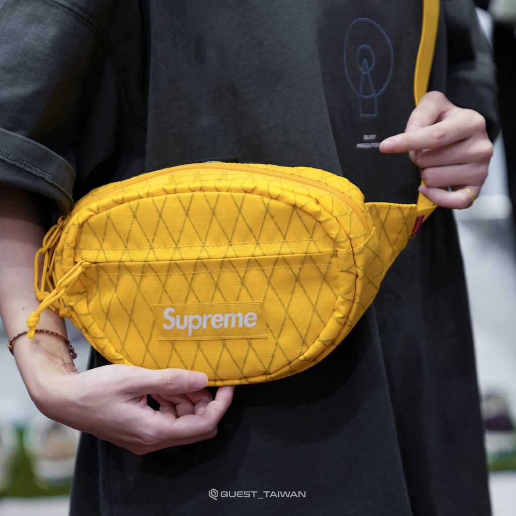 QUEST】現貨Supreme 18FW Waist Bag 45th 菱格紋腰包小包側背包黃色
