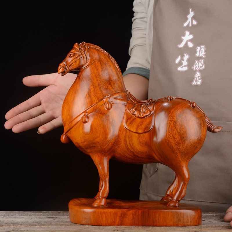 免運附統編】馬馬擺件木雕擺件唐馬實木質雕刻動物生肖馬家居裝飾辦公室