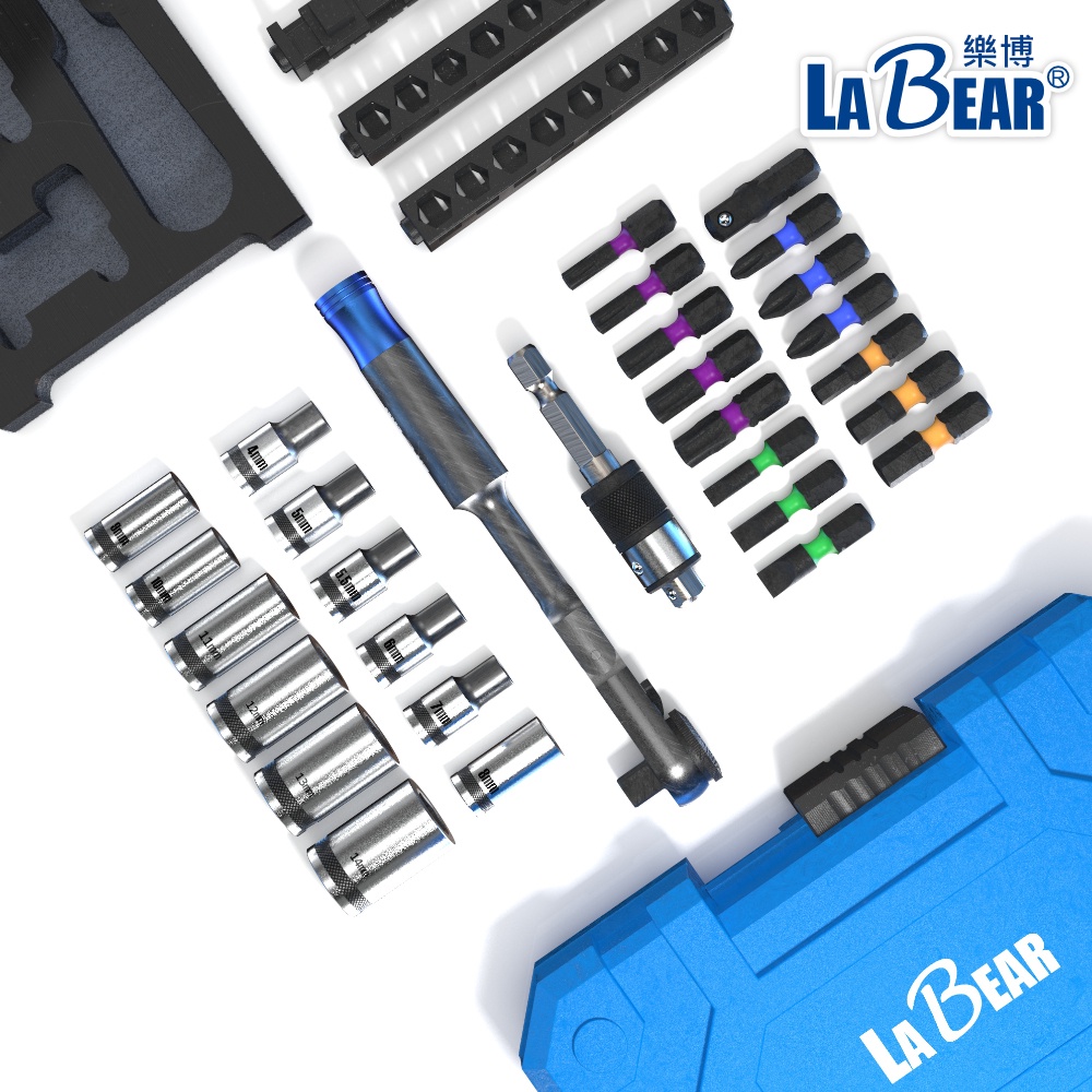 【LaBear 升級改款】多功能棘輪套筒起子組 29件組 搖頭棘輪 齒型套筒 高扭力起子頭 套筒/扳手起子頭組 | 蝦皮購物