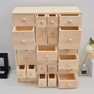 多抽屜木盒zakka複古木質收納盒 多層抽屜式首飾收納櫃桌麵儲物櫃