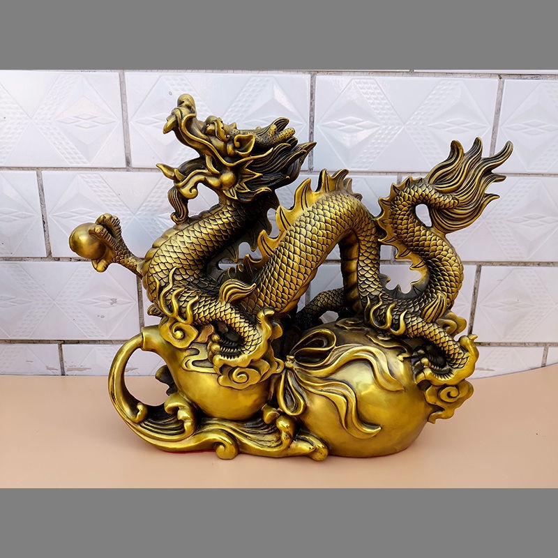 純銅鎏金盤擺件黃銅盤碟風水鎮宅