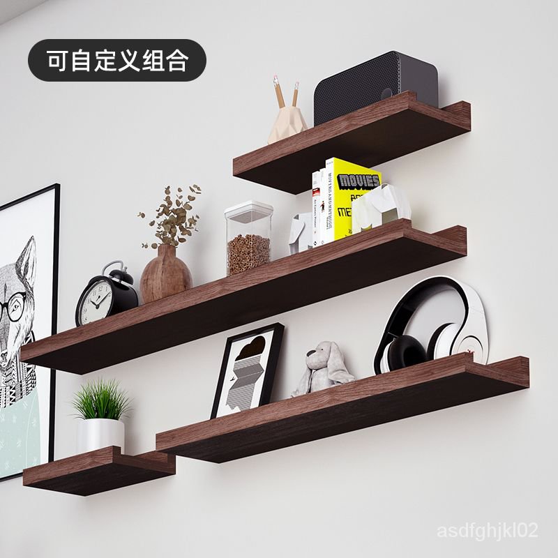 實木免打孔墻上置物架墻壁掛層闆墻麵電視墻一字隔闆裝飾定製鬆木㊣九莉STUDIO | 蝦皮購物