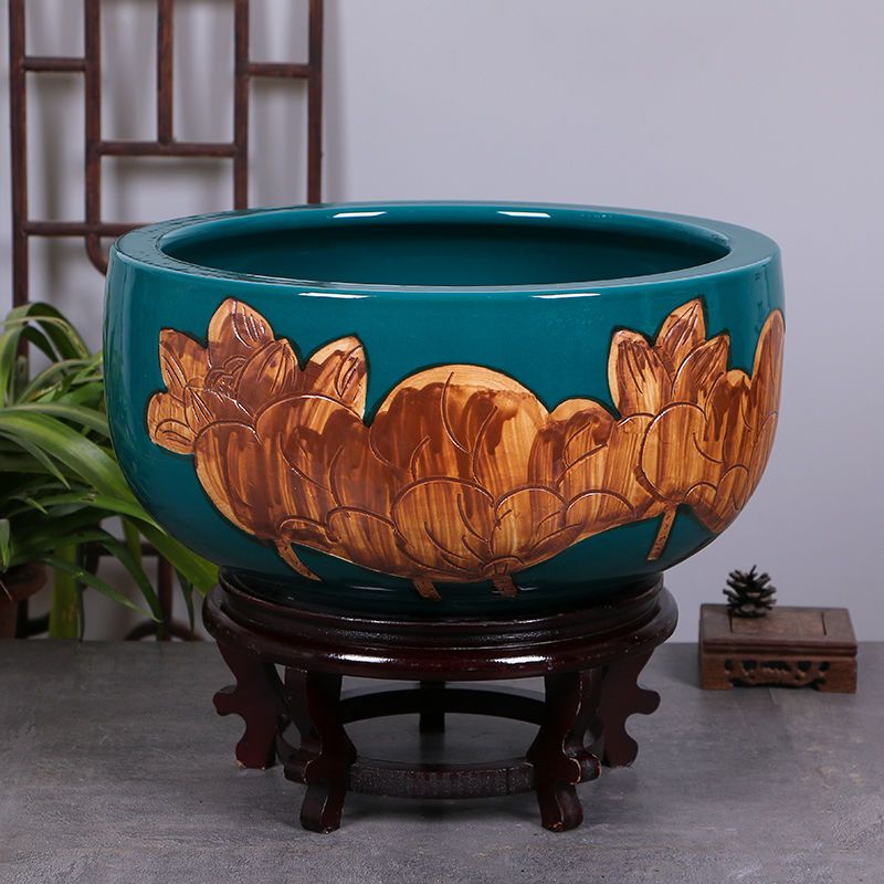 陶瓷魚缸大型水缸荷花睡蓮盆戶外金魚缸落地庭院大缸| 蝦皮購物