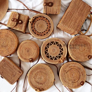 藤編包ベトナム手工草編みミニ円形斜め横断包 越南草編包- 優惠推薦- 2025年10月| 蝦皮購物台灣