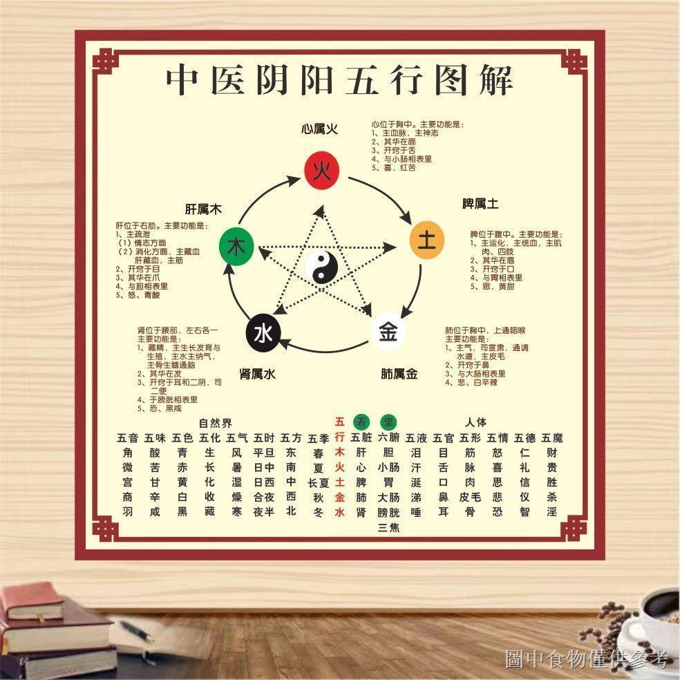 下殺中醫陰陽五行圖解海報養生館裝飾畫理療店掛軸貼紙子午流注背景牆 | 蝦皮購物
