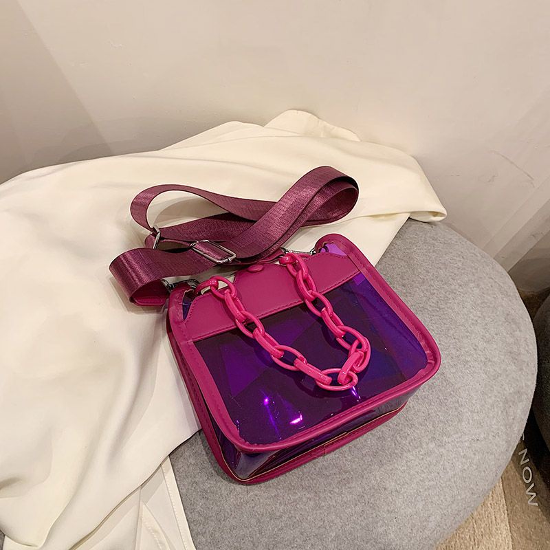 透明包包 款夏季變色亮色女透明pvc果凍包防水百搭少女單肩斜挎包網紅 鏈條包 單肩包 斜背包 側背包 小方包 純色包包 | 蝦皮購物