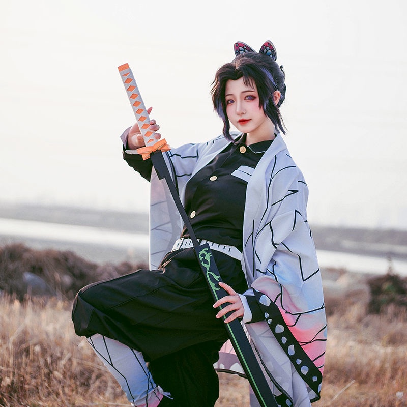 【新貨cos】鬼滅之刃cosplay蟲柱蝴蝶忍全套動漫cos羽織外套鬼殺隊隊服制服 | 蝦皮購物