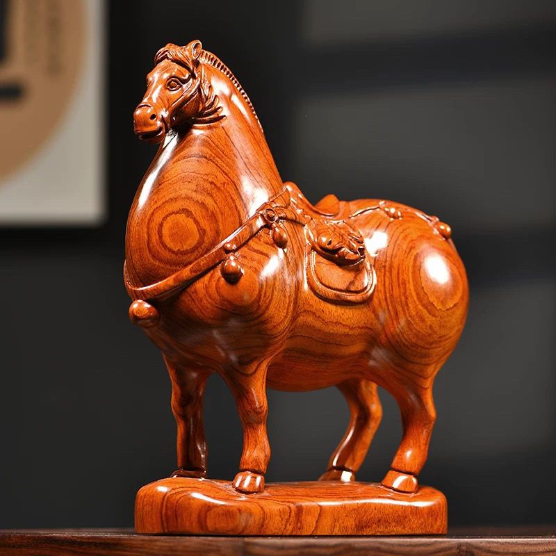 黑檀木鵰馬唐馬擺件馬到成功木鵰刻實木木鵰木鵰鵰刻木鵰馬工藝品傢居