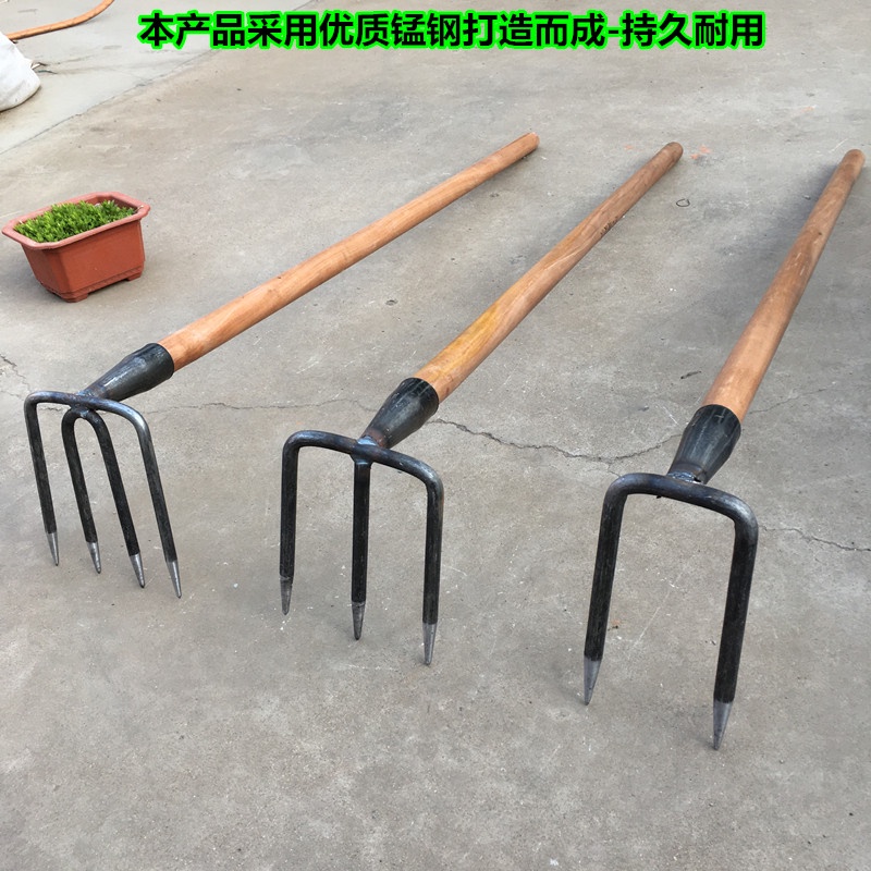 翻土鋼耙子二齒三齒四齒釘耙松土耙兩齒鎬錳鋼農用三四齒鋤頭大號 | 蝦皮購物