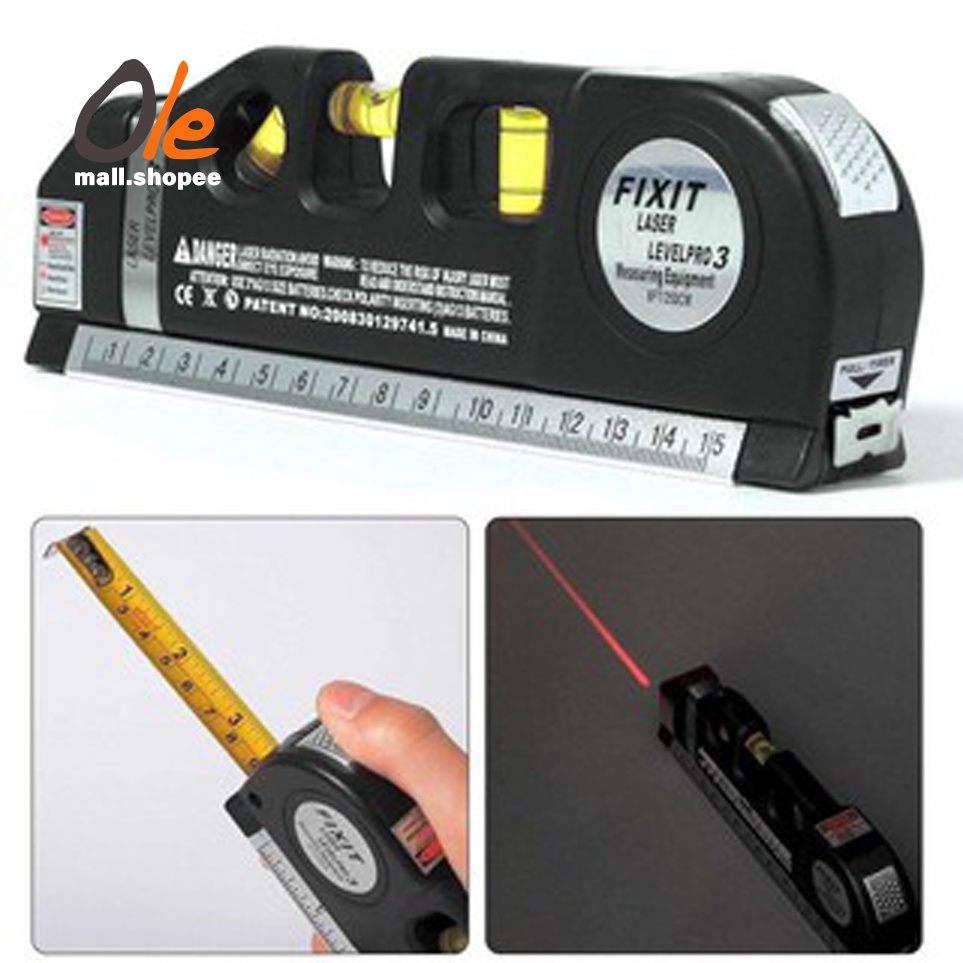 Laser Level Aligner Horizon Vertical Line Measure Tape Ruler 蝦皮購物