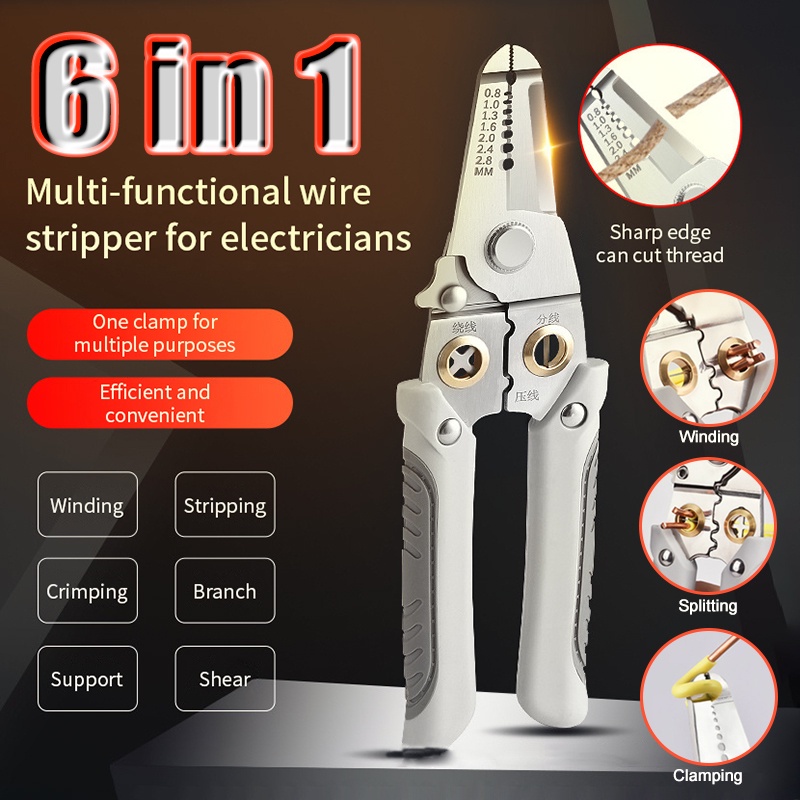 6 In 1 Wire Stripper Pliers Crimper Cable Cutter Electricia | 蝦皮購物