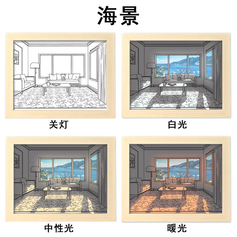 燈光畫 創意led畫 氛圍燈 小夜燈 生日禮物 臺燈 小臺燈 裝飾畫 陽光燈 藝術畫 led小夜燈 交換禮物 | 蝦皮購物