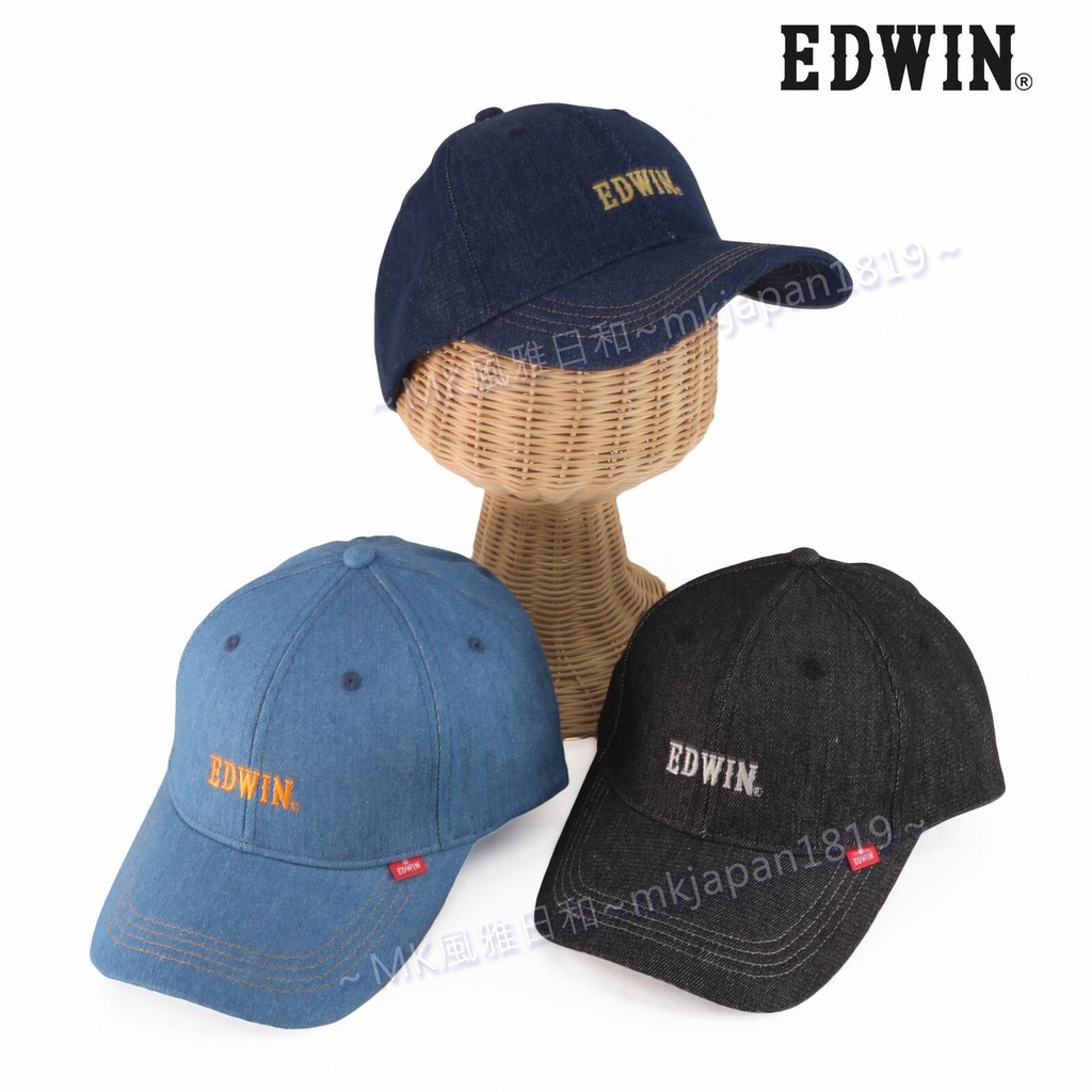蔓菟小舖💖正版EDWIN 帽子LOGO刺繡老帽棒球帽彎帽鴨舌帽遮陽帽丹寧牛仔 