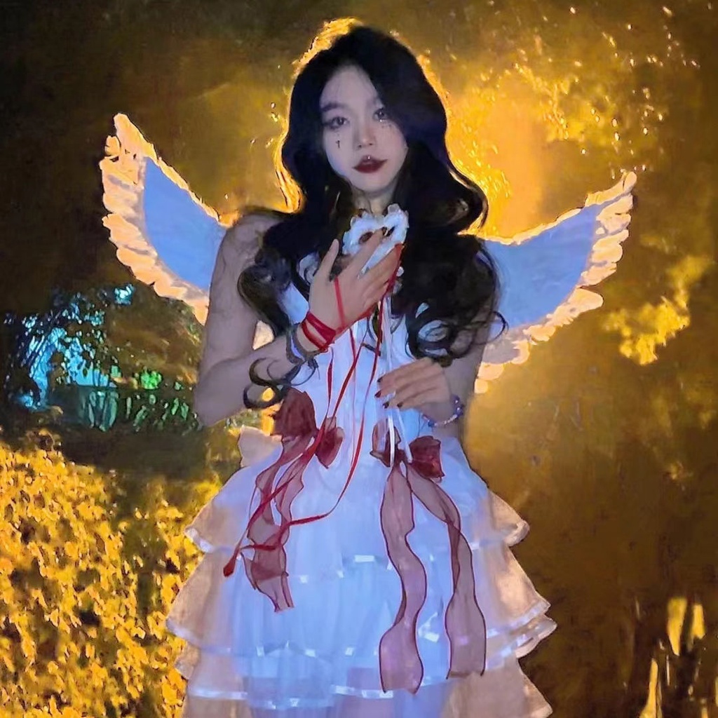 ☃ 【特價下殺】 白色黑色天使之翼 惡魔翅膀 羽毛頭飾 背飾 cos服裝飾女 穿搭拍照道具 天使翅膀 萬聖節裝扮 聖誕 | 蝦皮購物