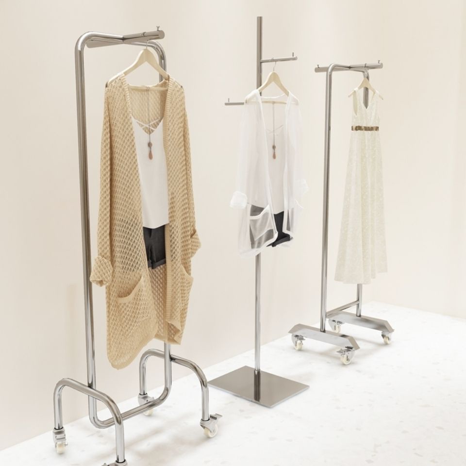 衣架 衣帽架 服裝展示架 服裝店展示架不銹鋼高檔正掛架女裝店專用貨架落地陳列架衣服架子 | 蝦皮購物