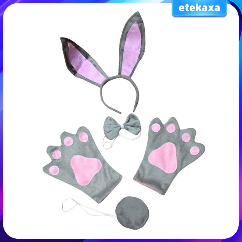 Hasenkostüm-Set Für Frauen – Mit Ohren, Pom-Pom-Schwanz, Fliege, Spitzenkragen & Manschetten