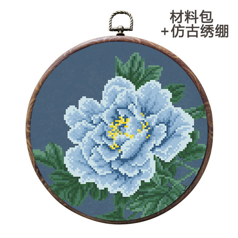 十字繡小件帶框簡單繡古風新款手工刺繡牡丹圖傢用客廳掛件自己繡| 蝦皮購物