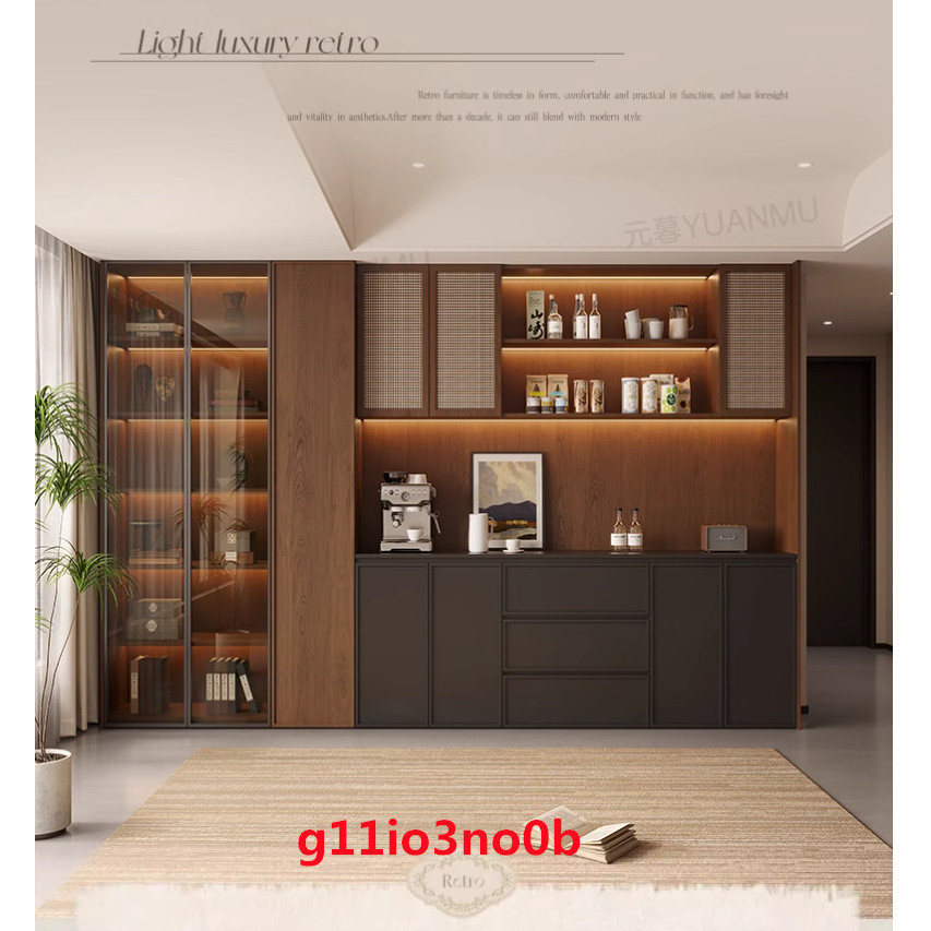 【新品】定制 復古餐邊櫃一體 靠墻高櫃輕奢酒櫃 客餐廳儲物櫃 茶水櫃 置物櫃 | 蝦皮購物