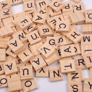 100 Pièces Lettres En Bois Pour Scrabble DIY - Pions Alphabet Blancs 18x20 Mm